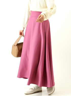 日单品牌秋冬新款优雅浪漫侧金属扣半松紧腰大裙摆半身裙女30602