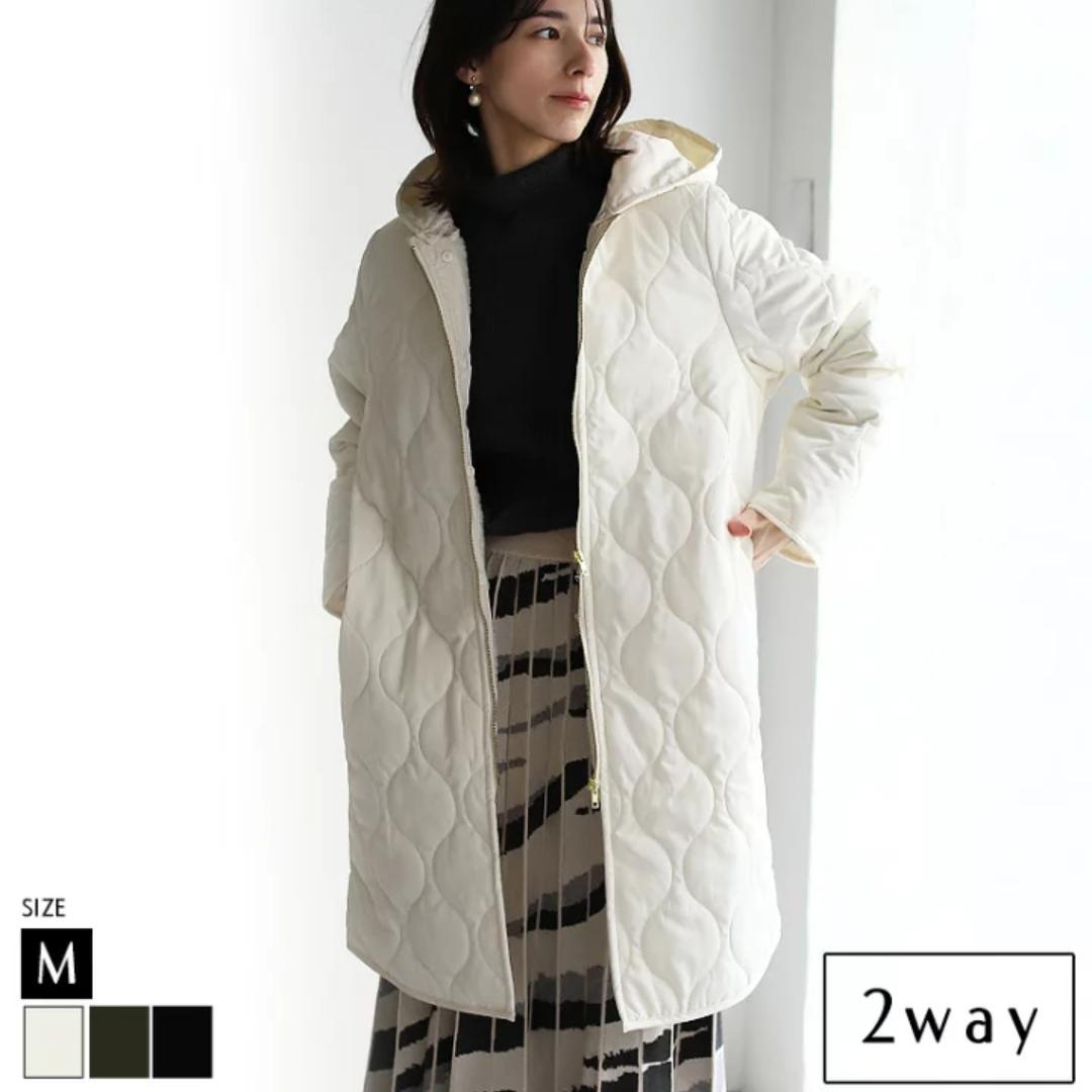 绗线装饰可脱卸连帽内衬棉衣外套