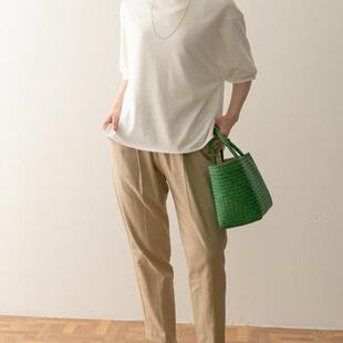 27817 长裤 日单品牌春秋新款 简单纯色休闲松紧腰口袋棉麻锥形裤