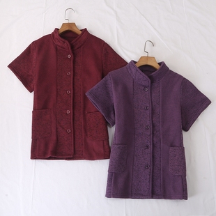 超值日单秋冬新款中老年罗纹领单排扣双口袋薄绒针织棉马甲24300