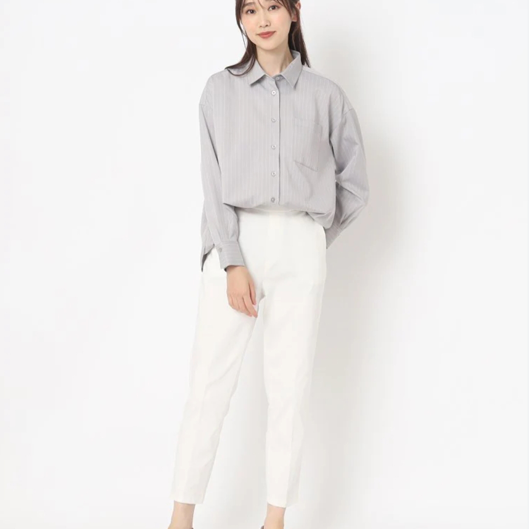 松紧腰口袋内里磨毛小直筒九分裤