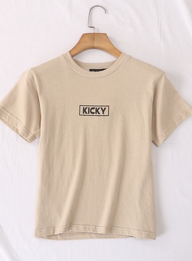 日单夏季新款童装亲子装休闲百搭圆领后背印花棉短袖T恤26061