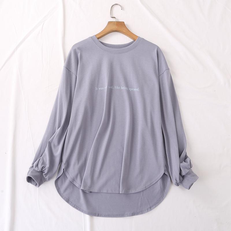 圆弧下摆字母印花休闲百搭长袖