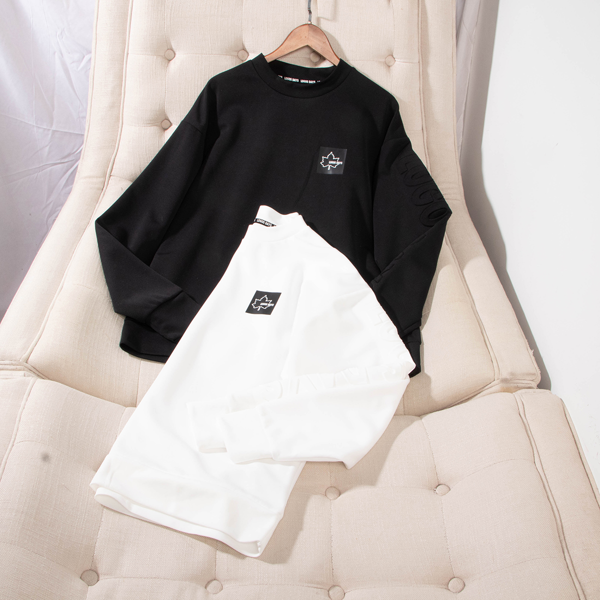 百搭立体字母长袖打底衫卫衣男女