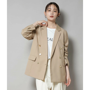 日单品牌春季通勤百搭休闲气质翻领金属双排扣口袋西装外套31982
