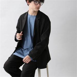 日单春秋时尚长袖两粒扣西装外套+松紧腰系带西裤套装男女24494