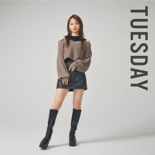 日单秋冬大码新款洋气显瘦半松紧腰侧开叉半身裙皮裙短裙女29972