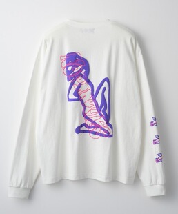 日单潮牌no pantie*春秋新款罗纹圆领后印花棉长袖T恤男女27059