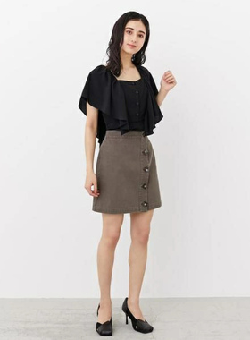 日单品牌春夏新款时尚百搭半松紧腰后拉链棉牛仔半身裙女28438