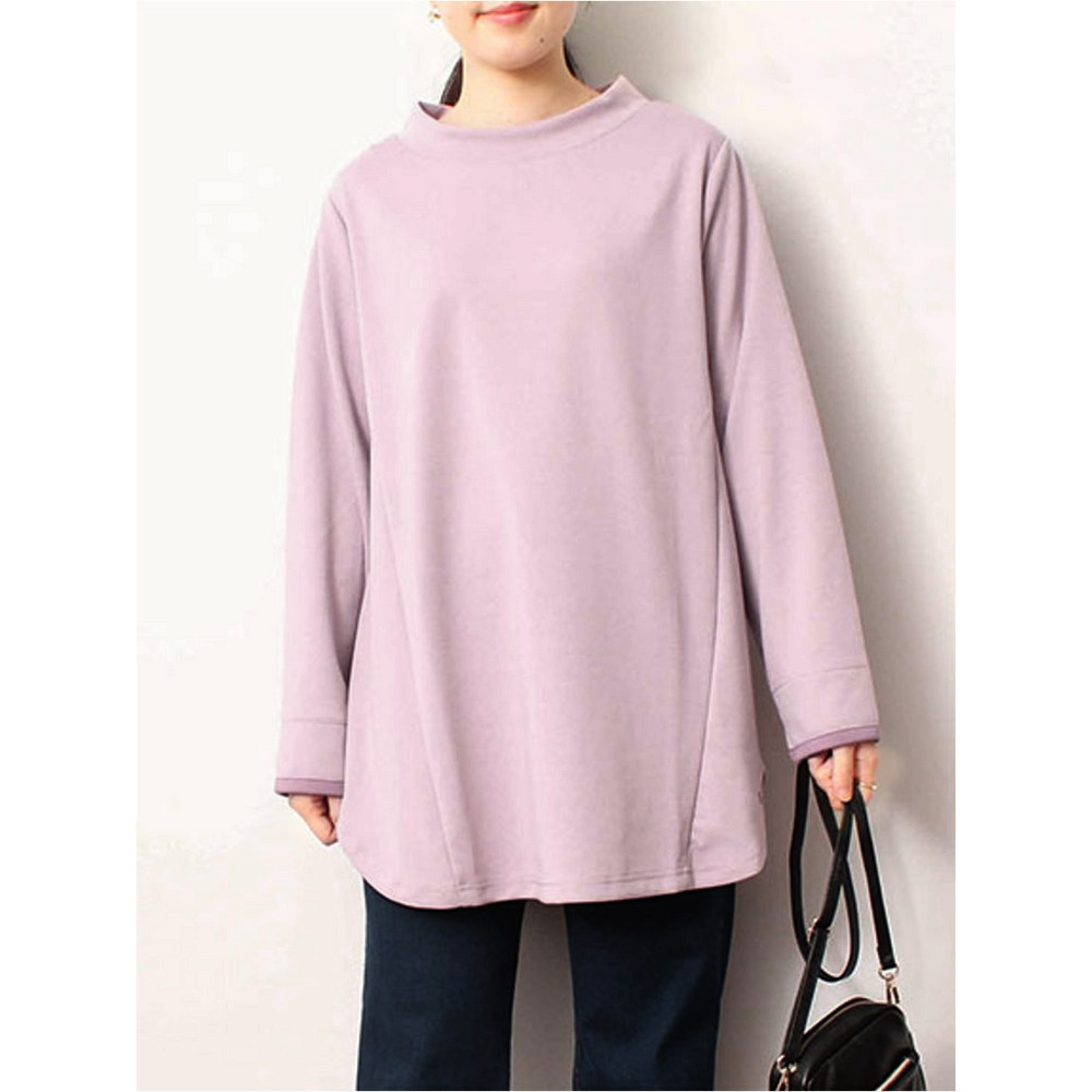 休闲船领宽松百搭圆弧摆长袖T恤
