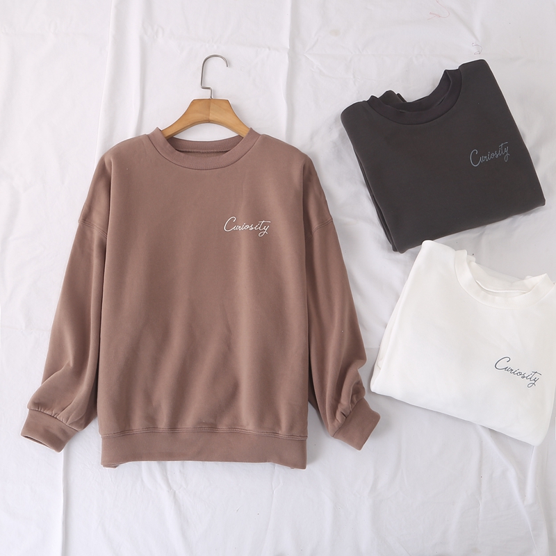 罗纹圆领秋冬薄绒卫衣