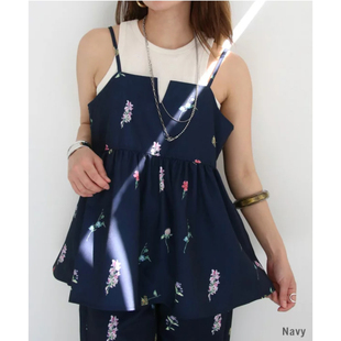 日单品牌春夏新款 清新减龄v领可调肩带后背松紧高腰拼接吊带31861