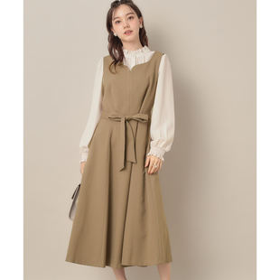日单品牌春秋冬新款 清新气质心形领拉链半松紧收腰背心裙女31646