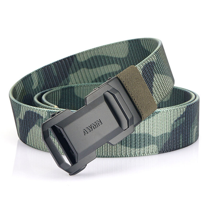 新款时尚青年男士尼龙皮自动扣商务腰带服饰搭配休闲百搭裤带潮流