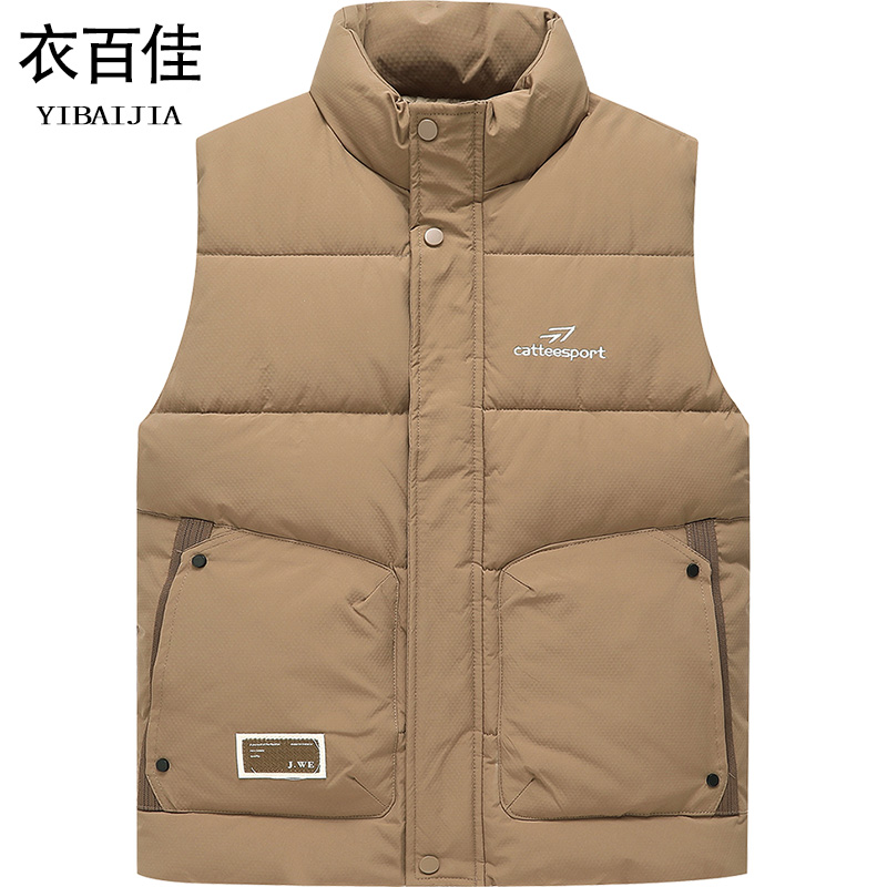 冬季加厚保暖棉马甲男士加棉无袖防寒背心男式立领大码坎肩中年装