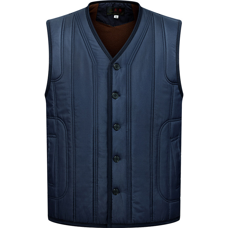 WINTER VELVET THICKENED GRANDPA THERMAL VEST FOR THE ELDERLY MENS CARDIGAN BUTTON-UP DAD SHOULDER COTTON VEST