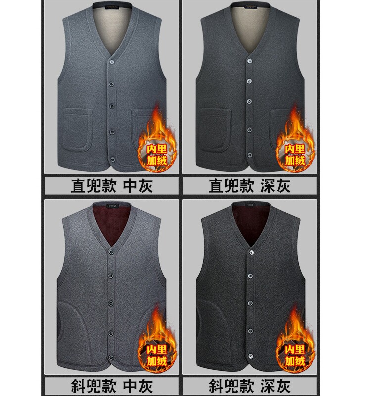 OLD MAN SHOULDERS DAD VELVET AND PADDED THERMAL VEST ELDERLY MENS LOOSE LARGE BUTTON WINTER VEST