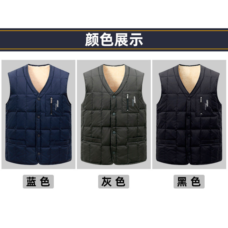 MIDDLE-AGED AND ELDERLY MENS VELVET THICKENED COTTON VEST WINTER V-NECK LOOSE LARGE SIZE THERMAL VEST GRANDPA COTTON SHOULDERS