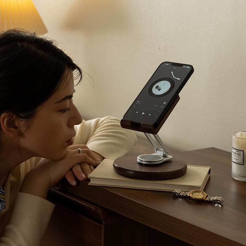实木手机支架床头懒人直播桌面复古高端支撑架可调节ipad平板架子