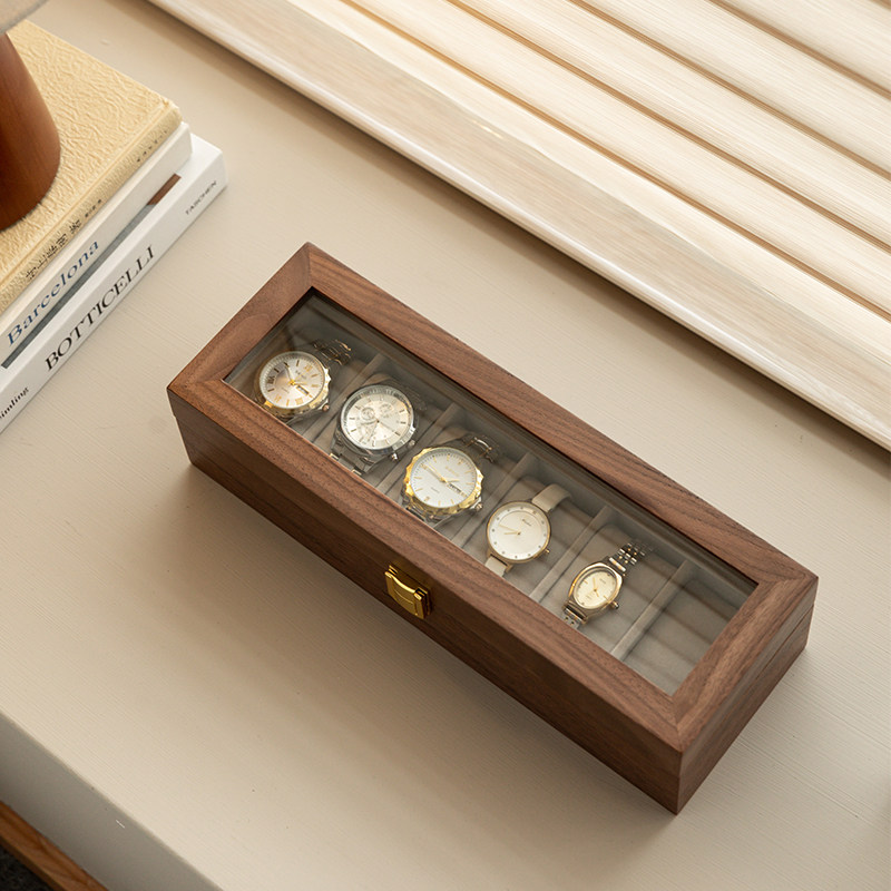 手表收纳盒家用桌面实木质男士女士腕表收藏盒高档精致饰品展示盒