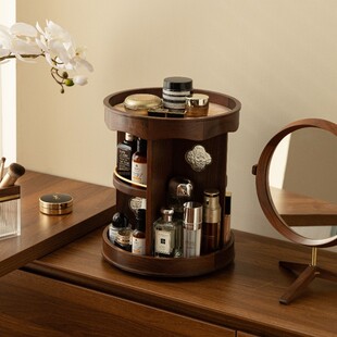 旋转化妆品收纳盒桌面高级感口红梳妆台收纳架香水护肤品置物架