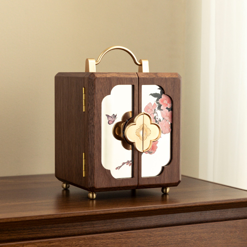 首饰盒收纳盒订婚五金新婚木质黄金手饰高级实用生日闺蜜结婚礼物