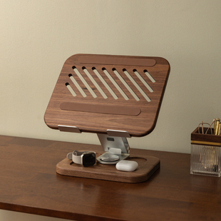 笔记本电脑支架平板支撑架桌面实木多功能增高架旋转散热工位神器