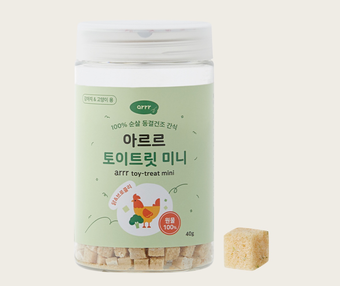 港购 韩国arrr西兰花鸡肉明太鱼肉冻干零食 训练奖励犬猫零食40g