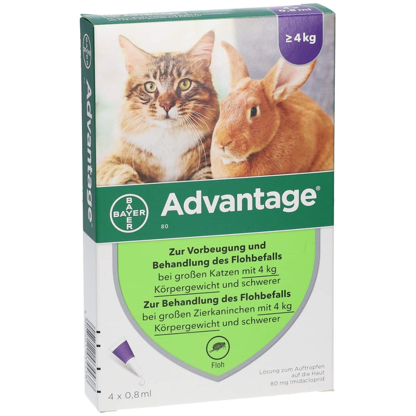 港购 德国Bayer Advantage 蚤安殺蚤滴劑 貓及兔配 4枝裝