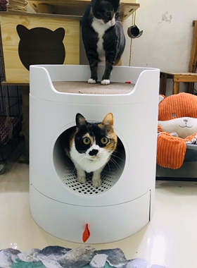 MAYITWILL米尾猫砂盆猫城堡组合全封闭抽屉猫砂盆防臭猫厕所大号
