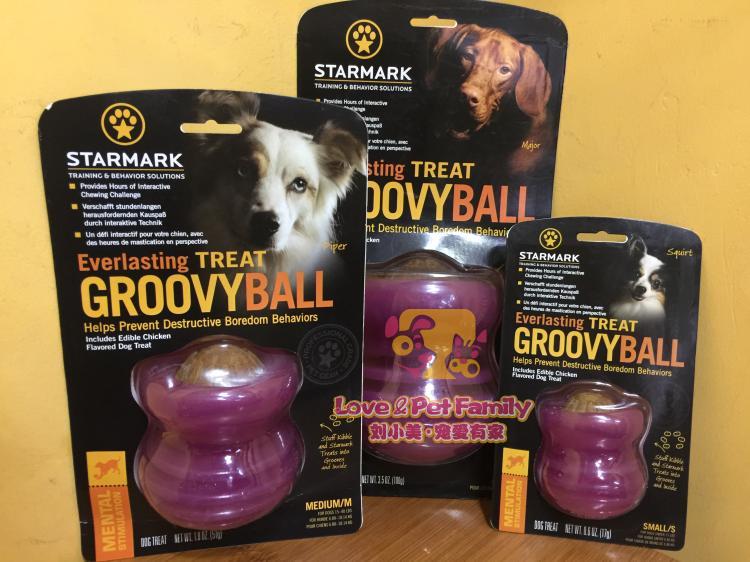 美国starmark星记犬用凹槽漏食球玩具狗狗犬用漏食球玩具附磨牙饼