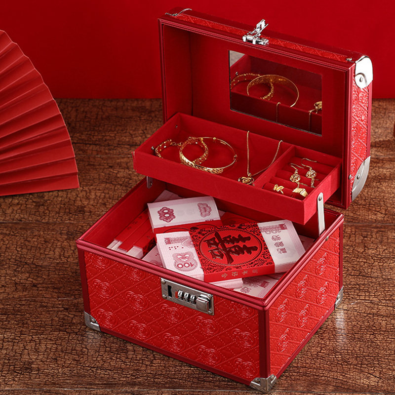 订婚用品大全彩礼钱首饰盒子礼金三金五金箱子结婚陪嫁礼金箱提亲