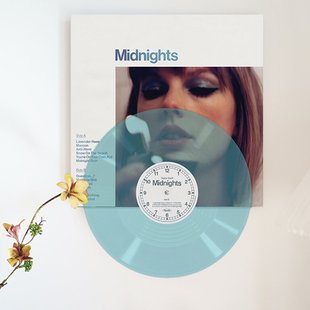Taylor Swift 泰勒斯威夫特 午夜Midnights 月石蓝上下叠彩胶唱片