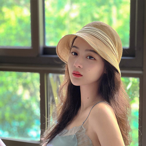 lady deer 店主实拍亚麻草编遮阳帽高端轻奢后折叠设计师款miss67
