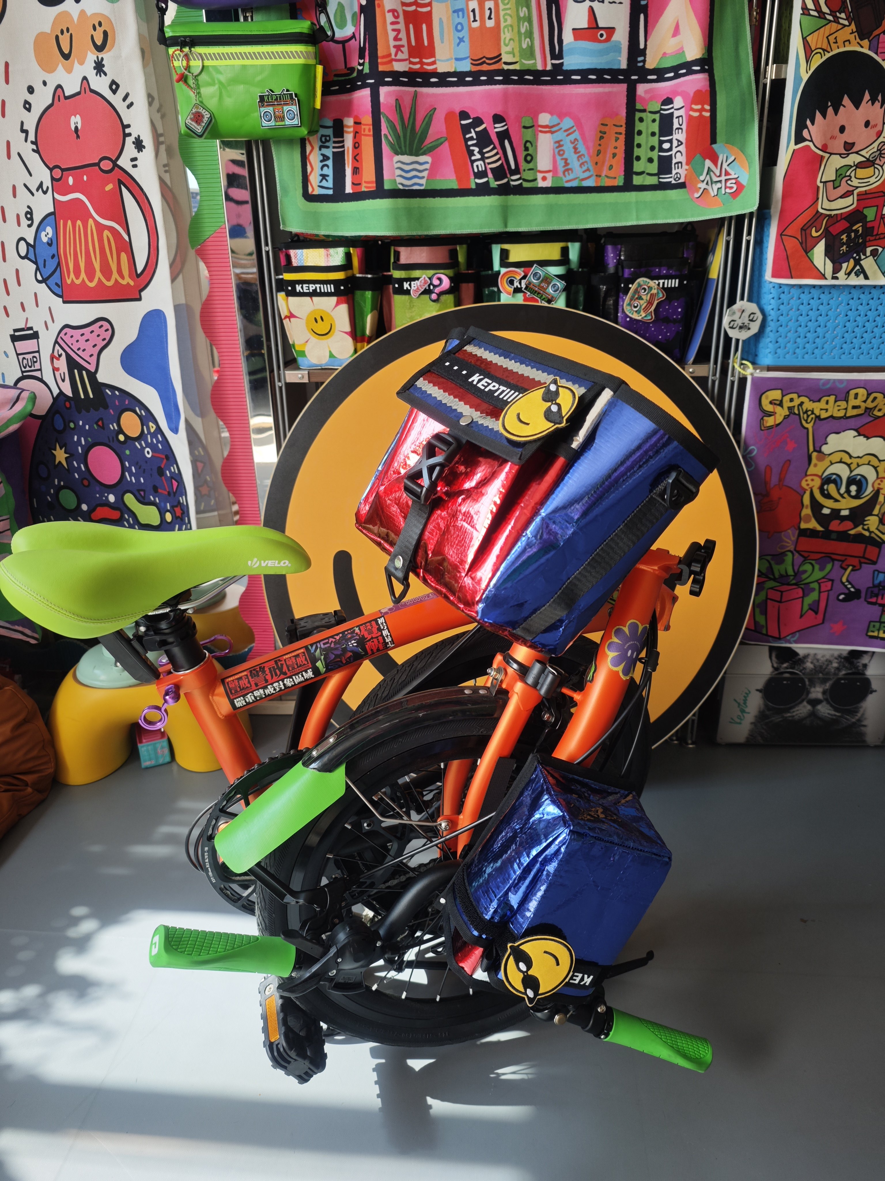 奇货士多原创小布鸟车清漆火焰蓝钛银自行车防水猪鼻车头包水壶架