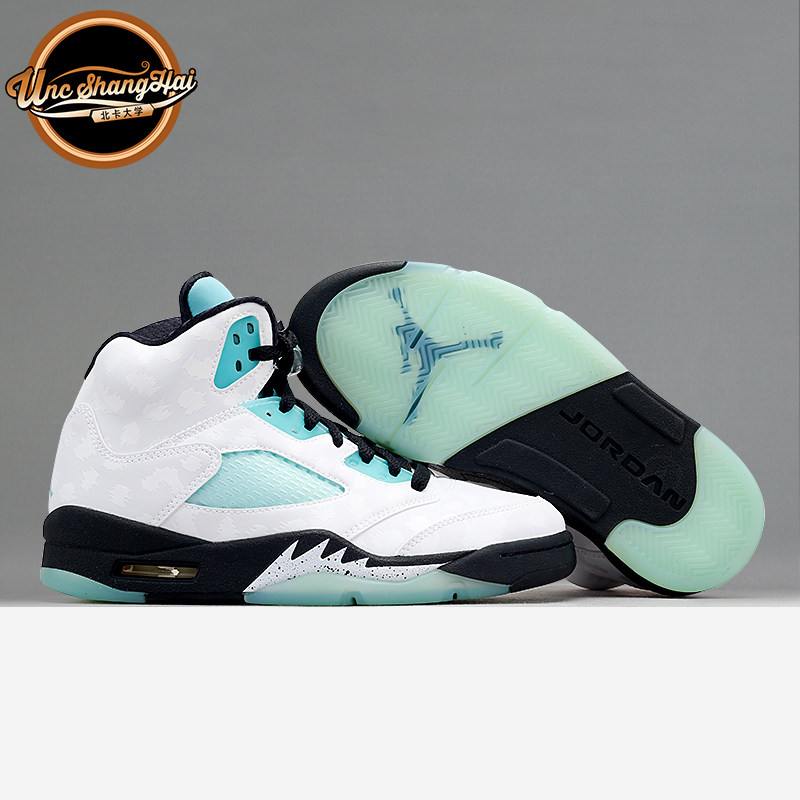 北卡大学 air jordan 5 aj5 郭艾伦 雪豹 白绿 3m反光 cn2932-100