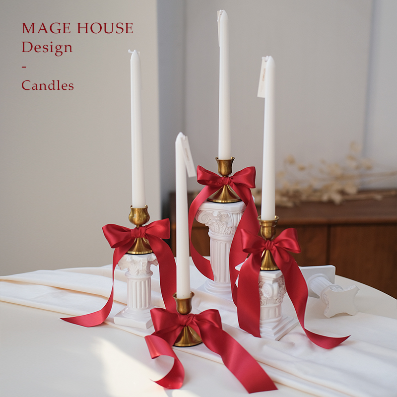 长条蜡烛紫色绿色彩色无烟香薰烛光晚餐浪漫气氛长杆蜡烛烛台礼盒