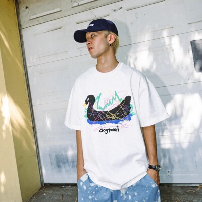 DOGTOWN SWAN线条天鹅艺术LOGO短袖TEE宽松短袖T恤