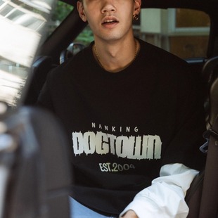 DOGTOWN 25FW胸前LOGO拼色拼接插肩袖假两件长袖TEE长袖T恤