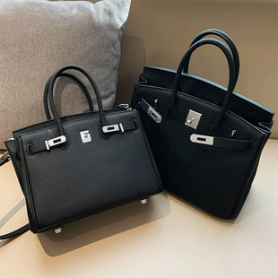 头层牛皮铂金包真皮女包大容量凯丽手提包女高级感通勤单肩斜挎包