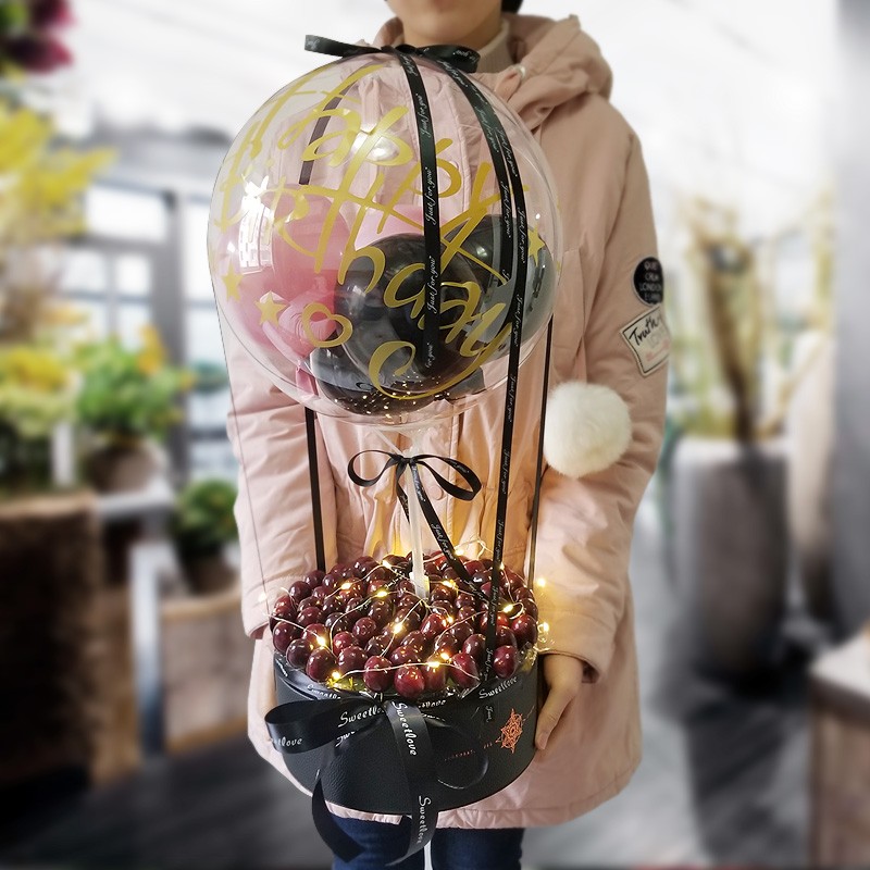 新鲜车厘子水果鲜花生日礼物气球礼盒款上海同城速递配送女友闺蜜