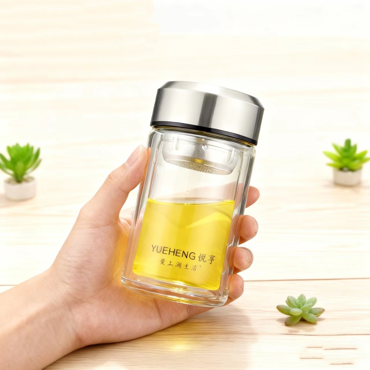 特价180ml便携双层隔热玻璃茶杯