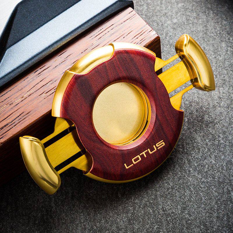 正品LOTUS美国莲花雪茄剪 流星双刃半自动开合圆形雪茄剪礼盒包装