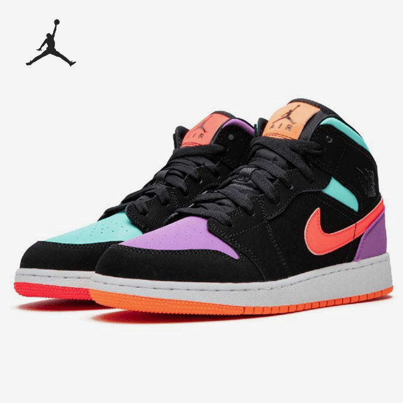 Air Jordan 1 GS 糖果乔1鸳鸯AJ1 女鞋3M反光拼接色 554725-083