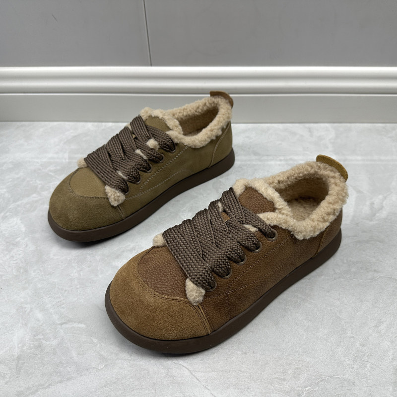 工厂断码真皮女鞋冬季新款休闲舒适圆头系带平底保暖牛皮女棉鞋,女鞋,棉鞋,淘宝优惠券,粉丝福利购,淘宝优惠卷