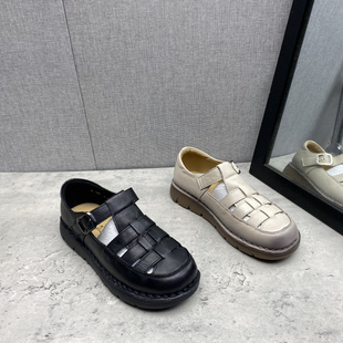 断码 日常休闲舒适圆头平底牛皮女凉鞋 真皮女鞋 罗马鞋 夏季 工厂新款