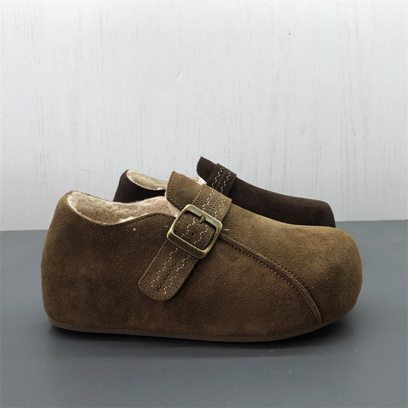 工厂断码真皮女鞋冬季新款圆头内增高日常舒适保暖磨砂皮女棉鞋