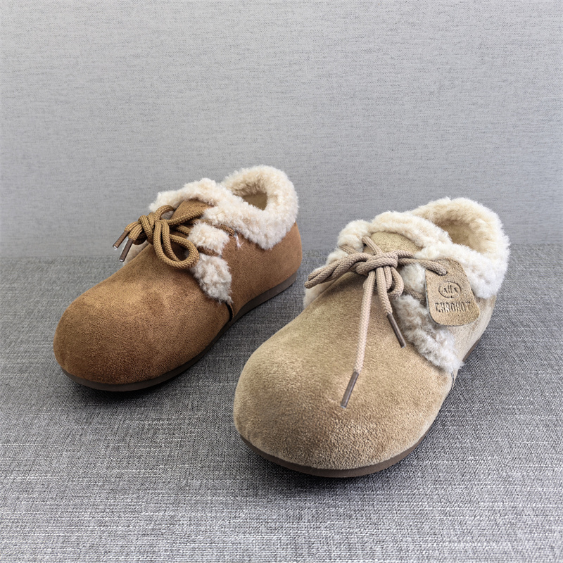 工厂断码女鞋冬季新款户外休闲舒适百搭圆头系带平底保暖女棉鞋