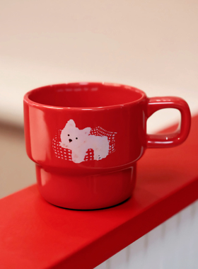 Bark Company原创红色可爱狗狗马克杯高颜值西高地小狗陶瓷咖啡杯