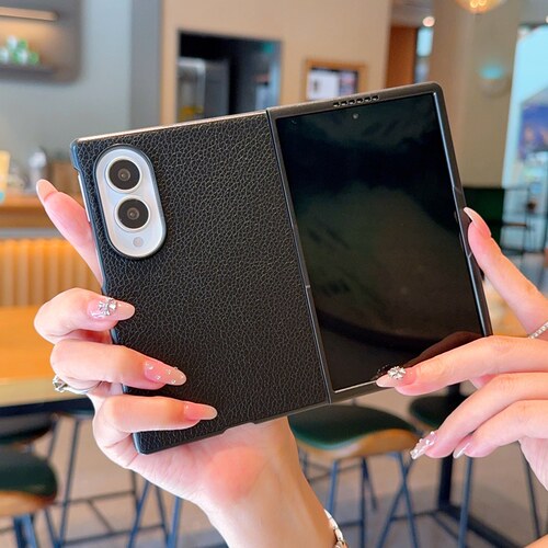 适用于三星Galaxy Z Fold 2 3 4 5 6 7 8 Ultra手机壳折叠屏左右开翻盖式保护套磨砂荔枝纹PU皮革防摔背壳硬